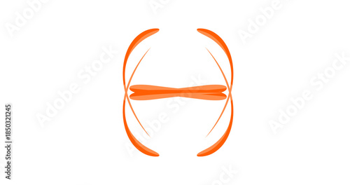 Vibrant orange abstract design element on black background