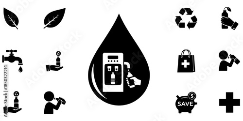 Eco Friendly Water Refill Station Mall Silhouette