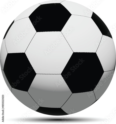 Classic soccer ball isolated on a transparent background, realistic football sports equipment
