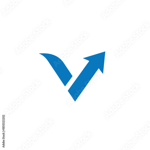 Abstract blue letter v logo with an upward pointing arrow design element Free Download Abstract blue letter v logo with an upward pointing arrow design element - GFXLoad