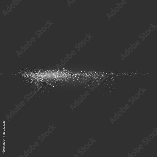 Realistic horizontal strip of scattered white powder, flour, salt, or sugar.