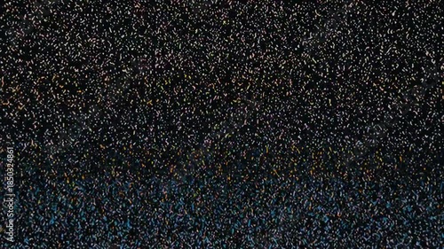 Seamless loop of a flickering analog television static noise texture. The dense black and white dot pattern creates a retro no-signal effect for glitch art backgrounds.