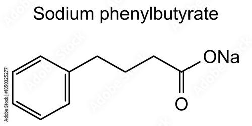 Sodium phenylbutyrate, chemical structure of sodium phenylbutyrate, drug substance