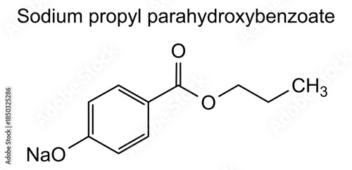 Sodium propyl parahydroxybenzoate, chemical structure of sodium propyl parahydroxybenzoate, drug substance