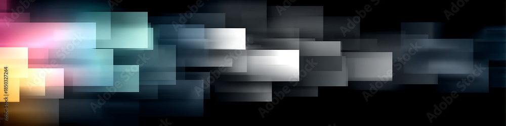 Obraz premium Abstract colorful geometric shapes overlapping on black background