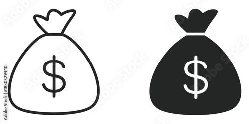 Money bag icon design element, vector illustration, featuring editable money bag graphics, perfect for finance, banking, investment, business applications, digital dashboards, economic infographics, 