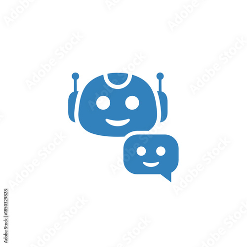 Chatbot icon with speech bubble and smiley face illustration