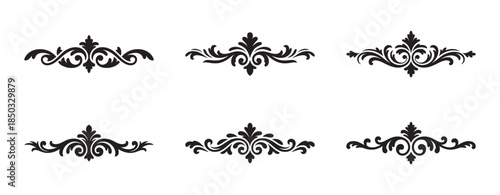 Elegant black ornate decorative borders and dividers