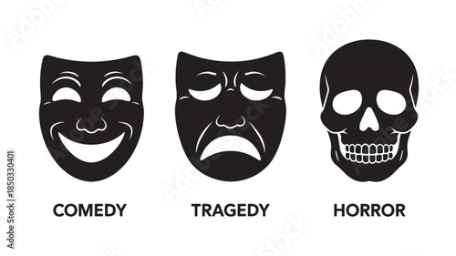 Theater Masks Representing Comedy and Tragedy with natural lighting and detailed texture for commercial background