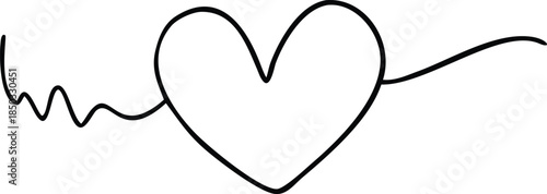 Heart with wavy line Vector, illustration