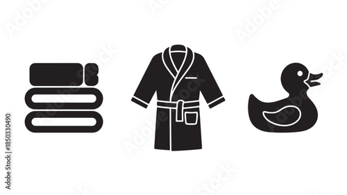 Bathrobe and Rubber Duck with natural lighting and detailed texture for commercial background