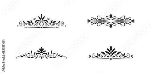 Elegant vintage floral ornamental dividers and borders