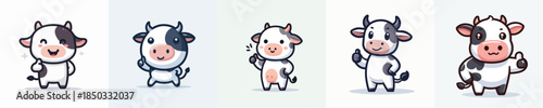 cute cow vector giving thumbs up