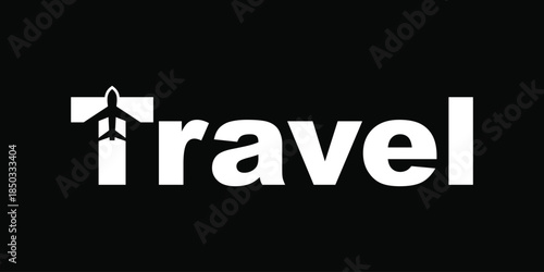 font text travel logo design, arrow jet airplane graphic symbol icon vector