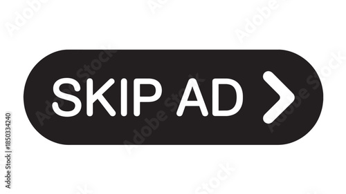 Skip Ad Button in Modern Design with White Text on Black Background for Web Interface
