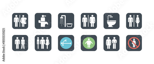 Public Restroom and Facility Icons toilet bathroom. Vector illustration.