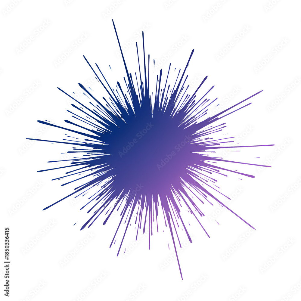 Fototapeta premium Purple Explosion Burst on White Background, Abstract Digital Art