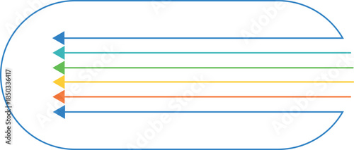 Colored and double arrows with shadows, round arrows, business and economic circles. COLORFUL ARROWS