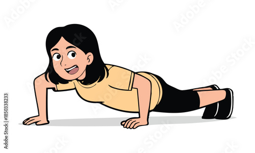 Illustration of woman doing a pushup exercise illustration