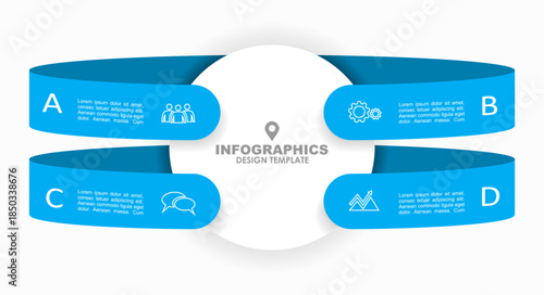 Infographic with ribbon segments, icons, perfect for structured business, planning, or presentation layouts. Vector illustration.