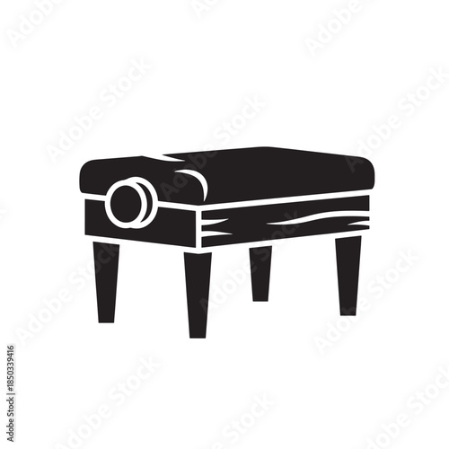Ottoman Footrest Silhouette Modern Minimalist Black Silhouette on White Background for Furniture Design