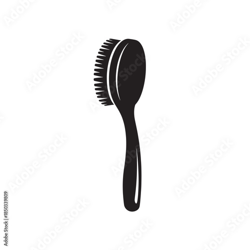 Hair Brush Silhouette in Simple Black Design on White Background for Beauty Illustration