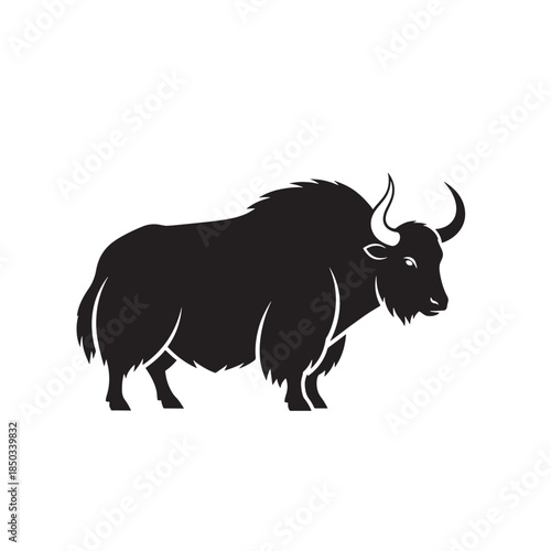 Yak Silhouette in Simple Modern Style with Black Color on White Background for Logo Design