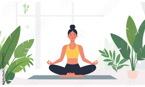 Yoga Meditation and Wellness – Vector Illustration