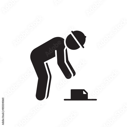 Person lifting weight in minimalist silhouette style with dramatic lighting on white background for fitness icon