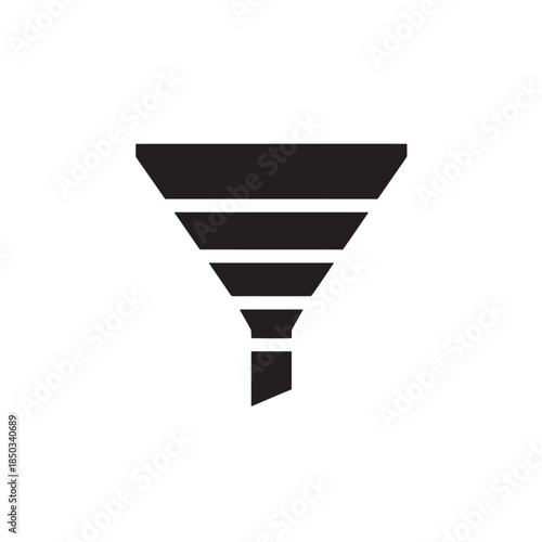 Funnel icon in minimalist style with dark color on white background for marketing illustration