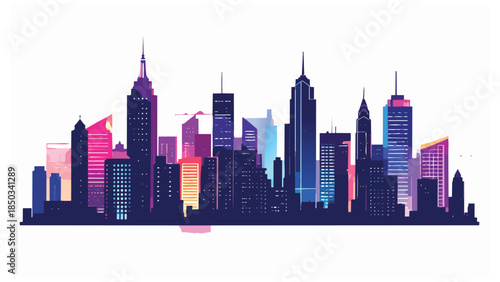 Retro-Futuristic Cityscape – Vintage Style Vector Illustration