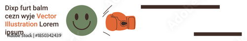 Conflict resolution, emotional expression, humor, motivation, challenges, reactions. Circular happy face and boxing glove interaction. Conflict resolution and emotional expression