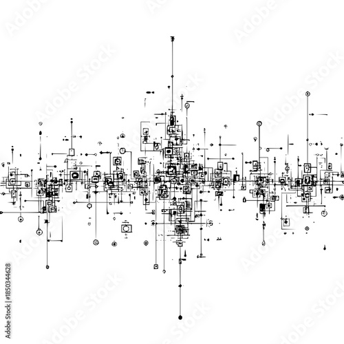 Digital network illustration showcasing connectivity and technology in modern society design concept