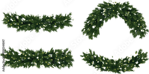 Festive garland designs for holiday decoration and seasonal displays