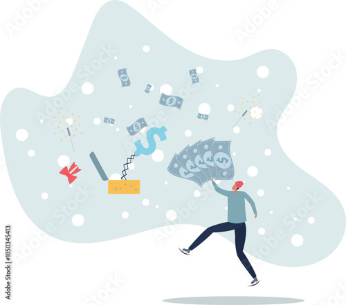 Surprise money or reward, bonus or salary raise, investment profit, dividend or high return stock, lucky giveaway or winning prize concept.life and employment of people.