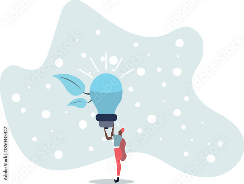 woman holding an economical light bulb. concept of saving energy consumption.life and employment of people.