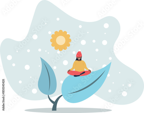 sun and green plant concept of purity of nature.flat vector illustration.life and employment of people.