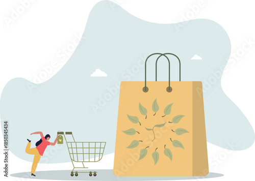 eco-shopping. concept of responsible buyers and recycled products.life and employment of people.