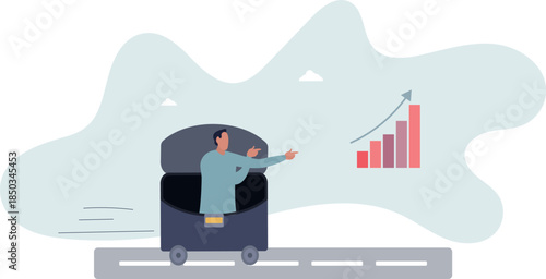 Businessman on his way to success. Personal growth concept.