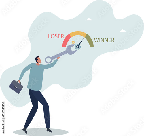 The concept of coaching and self-development. The entrepreneur wants to be a winner.