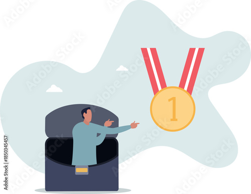 First place medal concept of a successful person.