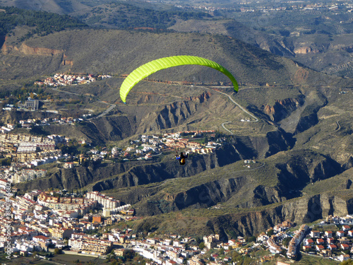 Paragliders at Cenes in the Sierra Nevada, Spain	