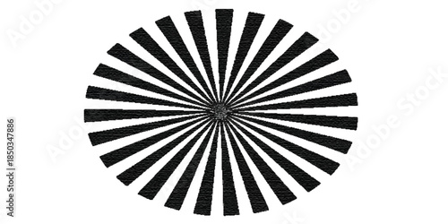 Vintage grunge sunburst design featuring a black and white spiral circle with abstract rays and a dirty paper texture vector pattern for a retro star beam wallpaper backdrop