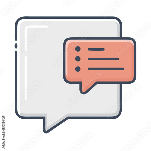 Chat Message Icon — Rounded Speech Bubble, Minimal Line Vector (SVG)