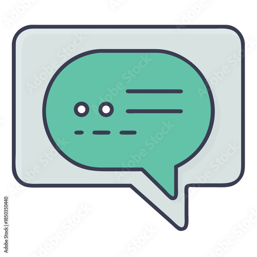 Chat Message Icon — Rounded Speech Bubble, Minimal Line Vector (SVG)