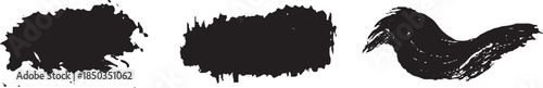 Abstract black brush stroke textures representing modern design elements and artistic grunge effects