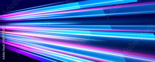 Neon motion trails stretch across a futuristic scene. Glowing effects and blur suggest rapid acceleration. The design feels bold, energetic, and technologically inspired.