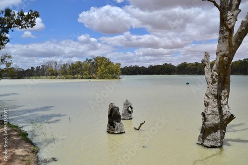 Konstfotografi Confluence of Murray and Darling Rivers in Wentworth NSW