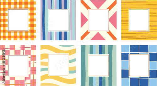 A Collection of Colorful, Abstract Background Frames with Geometric Patterns and Stripes