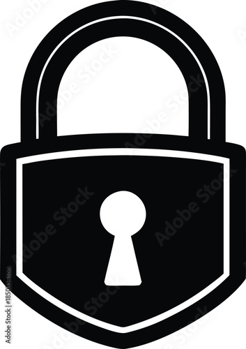 Black padlock security silhouette vector illustration